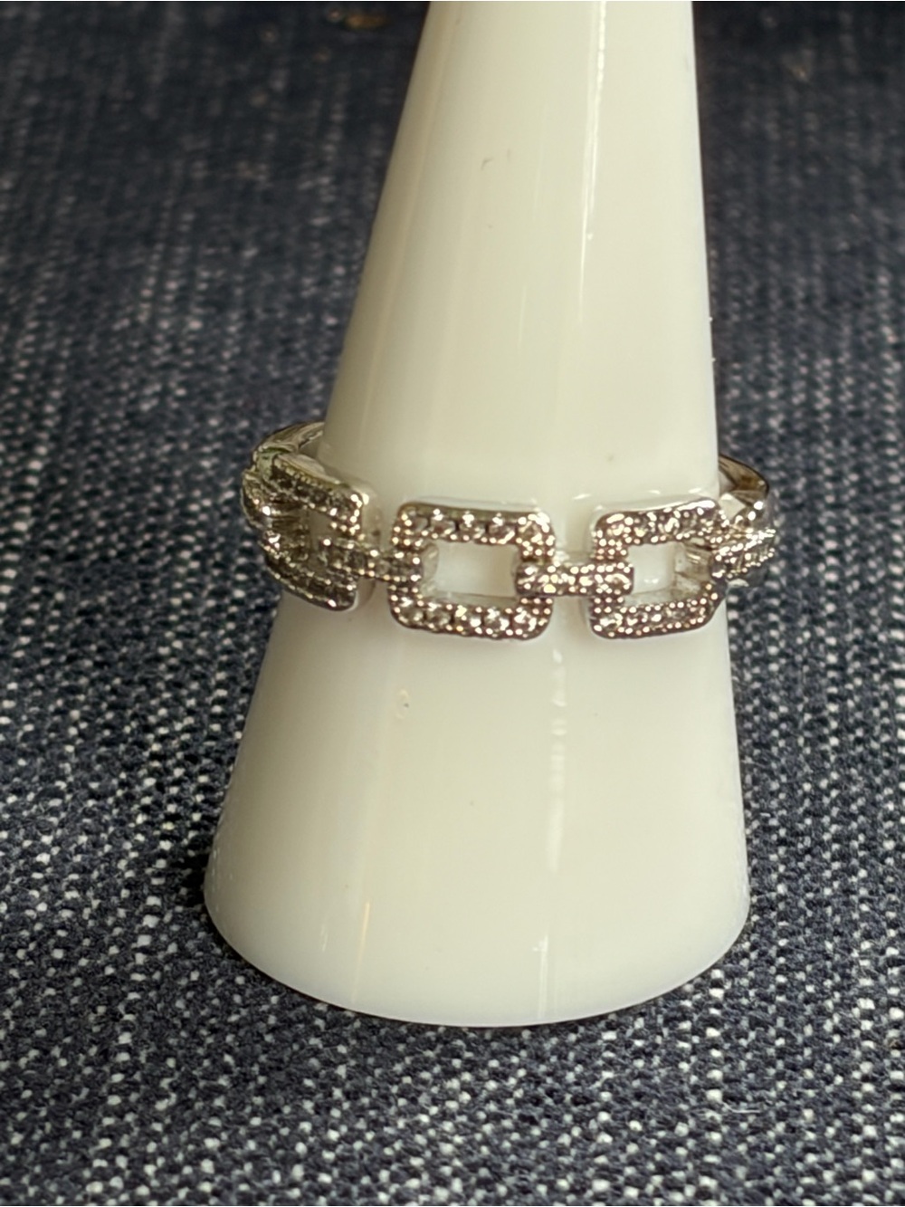 bp Silver Pave Chain-Link Ring - OG Collection SIZE 7